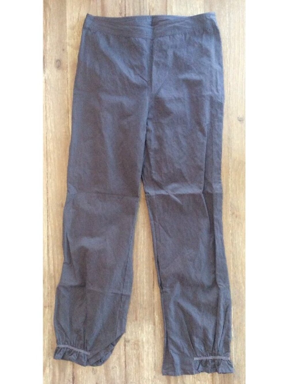 SPANNER Ash Brown Cotton Slim Crop Pants w/ Cinched Gathered Ankle - Size Small